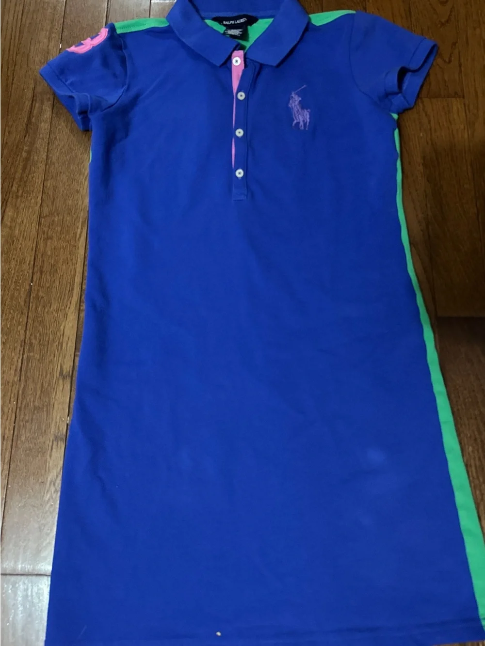 Girls Ralph Lauren Collared Big Horse Colorblock 3 Dress- Size Large 12/14